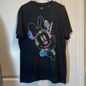 Disney Black Minnie Mouse Graphic Shirt Size Large NWT #4861